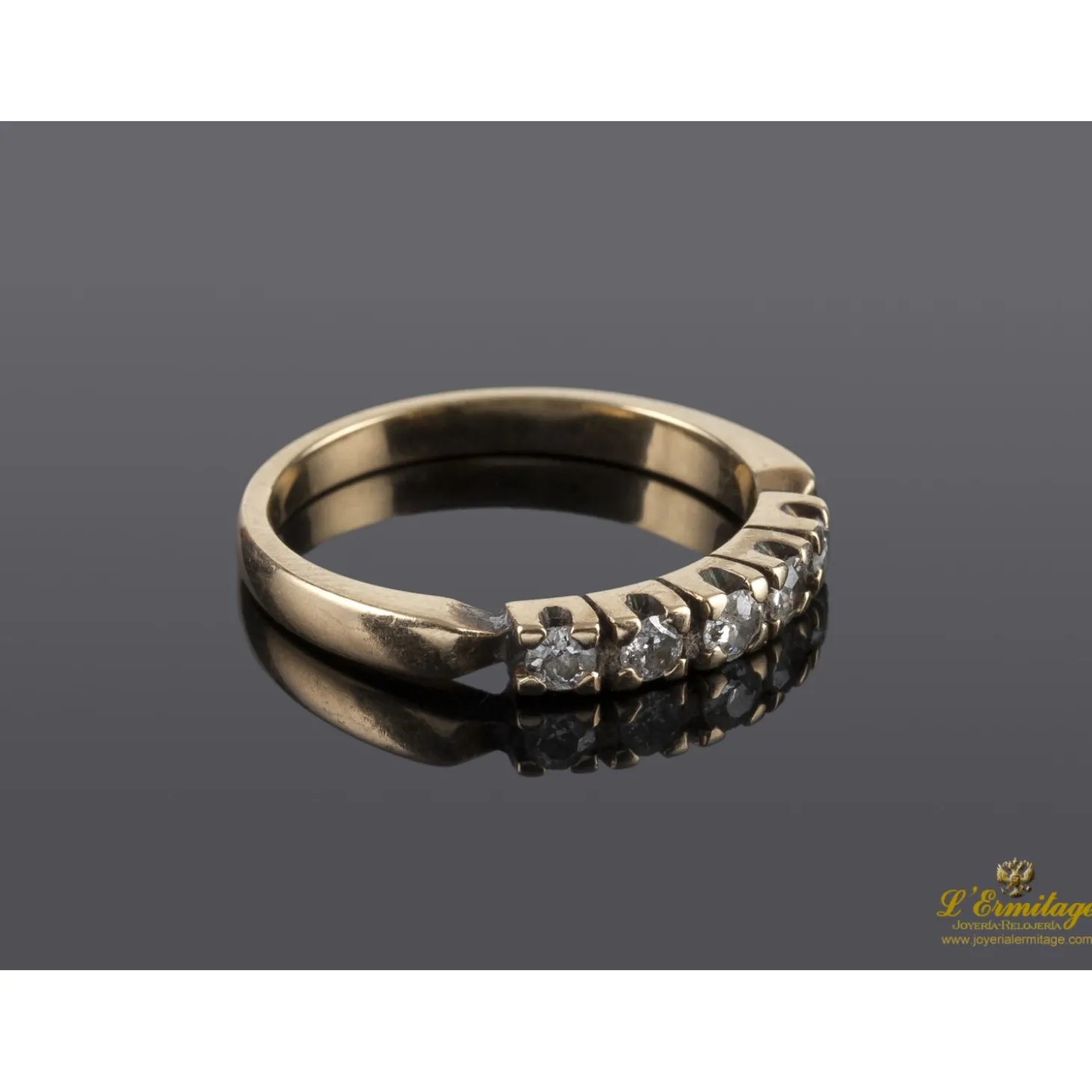 ANILLOS / SORTIJAS Sortija cinquillo antigua oro amarillo y circonitas. Talla nº: 14 talla nº14.