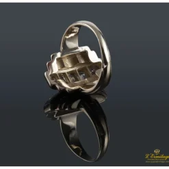 ANILLOS / SORTIJAS Sortija cinquillo antiguo oro amarillo y diamantes.