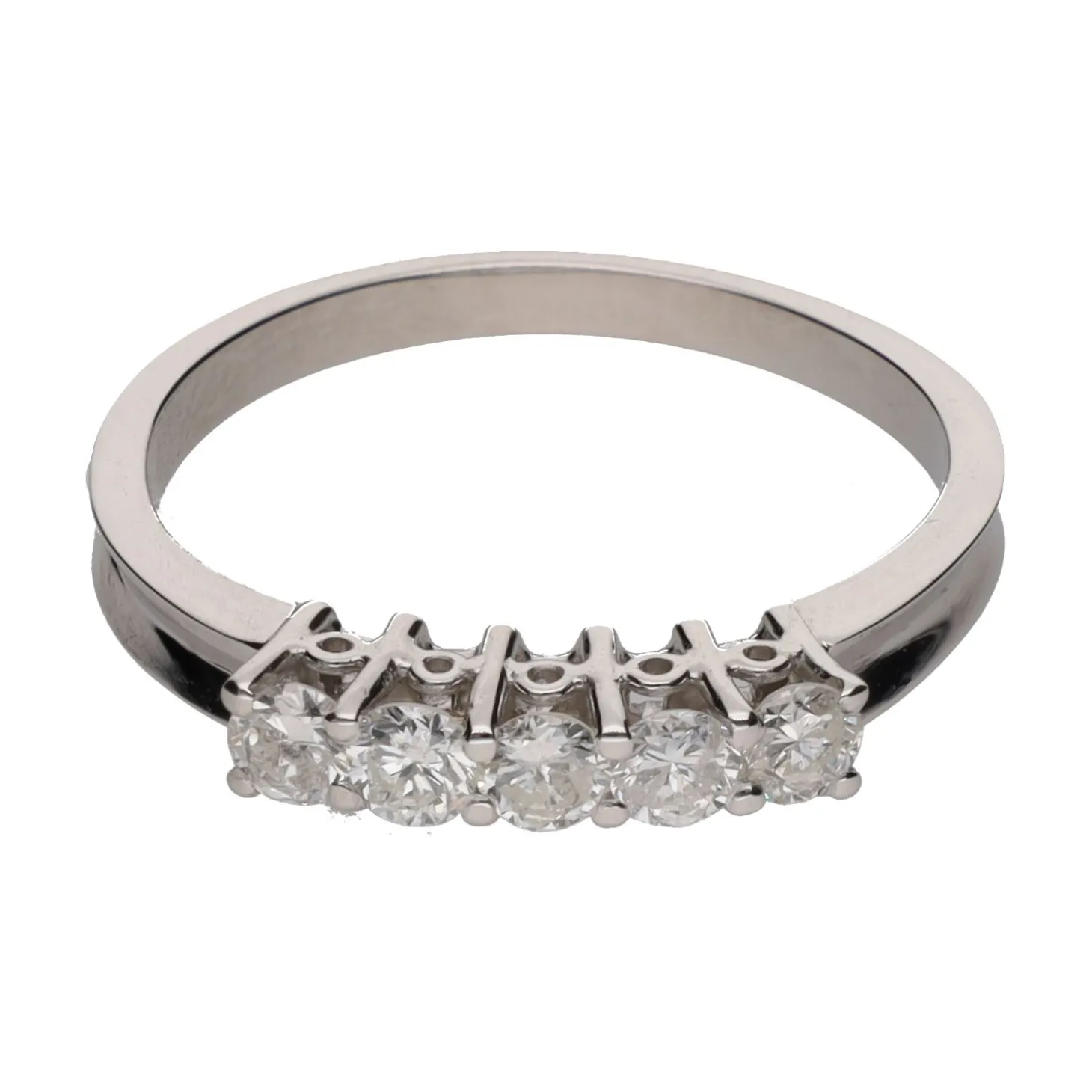ANILLOS / SORTIJAS Sortija cinquillo en oro blanco con brillantes. Talla 16.