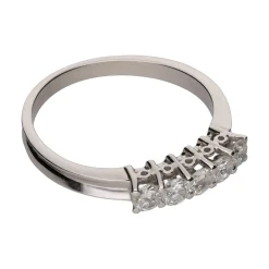 ANILLOS / SORTIJAS Sortija cinquillo en oro blanco con brillantes. Talla 16.