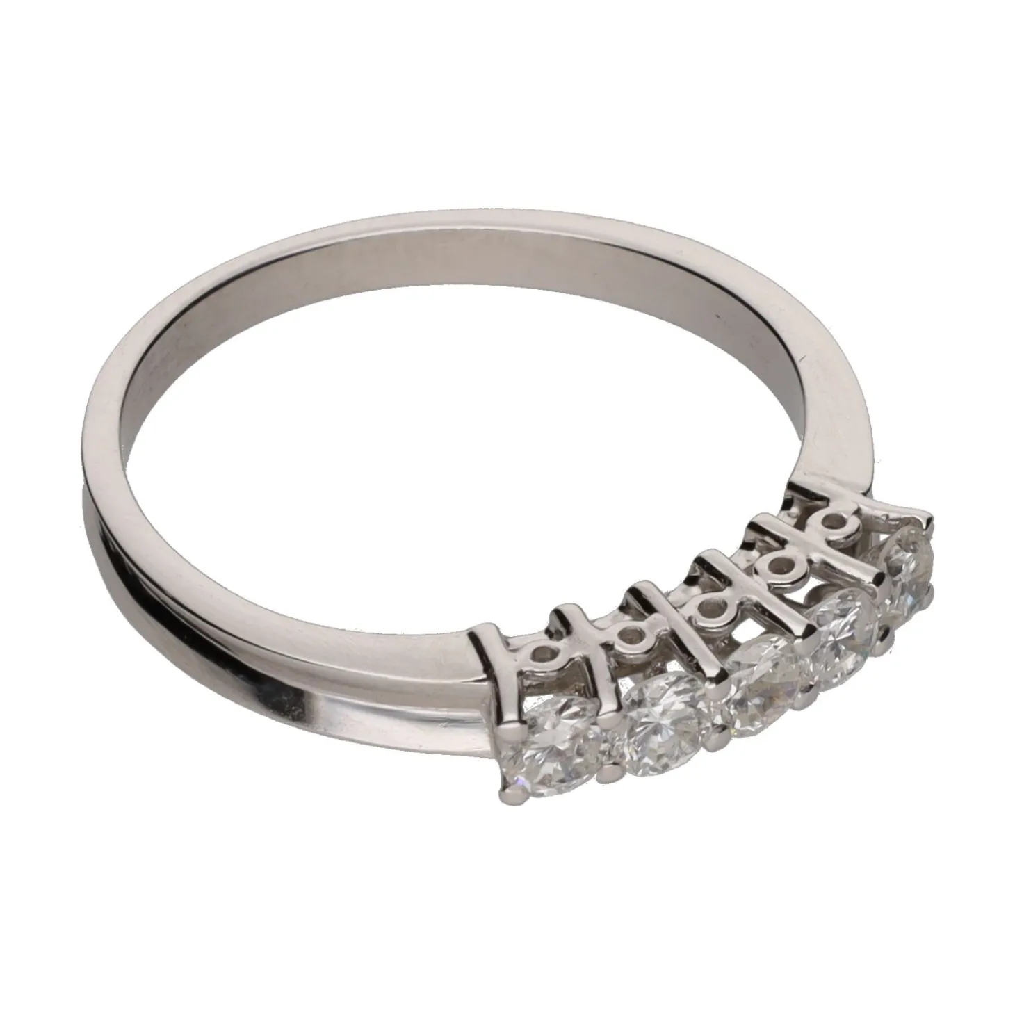 ANILLOS / SORTIJAS Sortija cinquillo en oro blanco con brillantes. Talla 16.