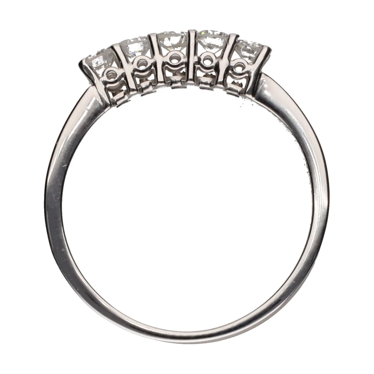 ANILLOS / SORTIJAS Sortija cinquillo en oro blanco con brillantes. Talla 16.