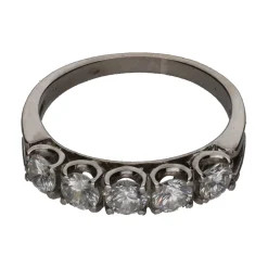 ANILLOS / SORTIJAS Sortija cinquillo en oro blanco con brillantes. Talla 14.