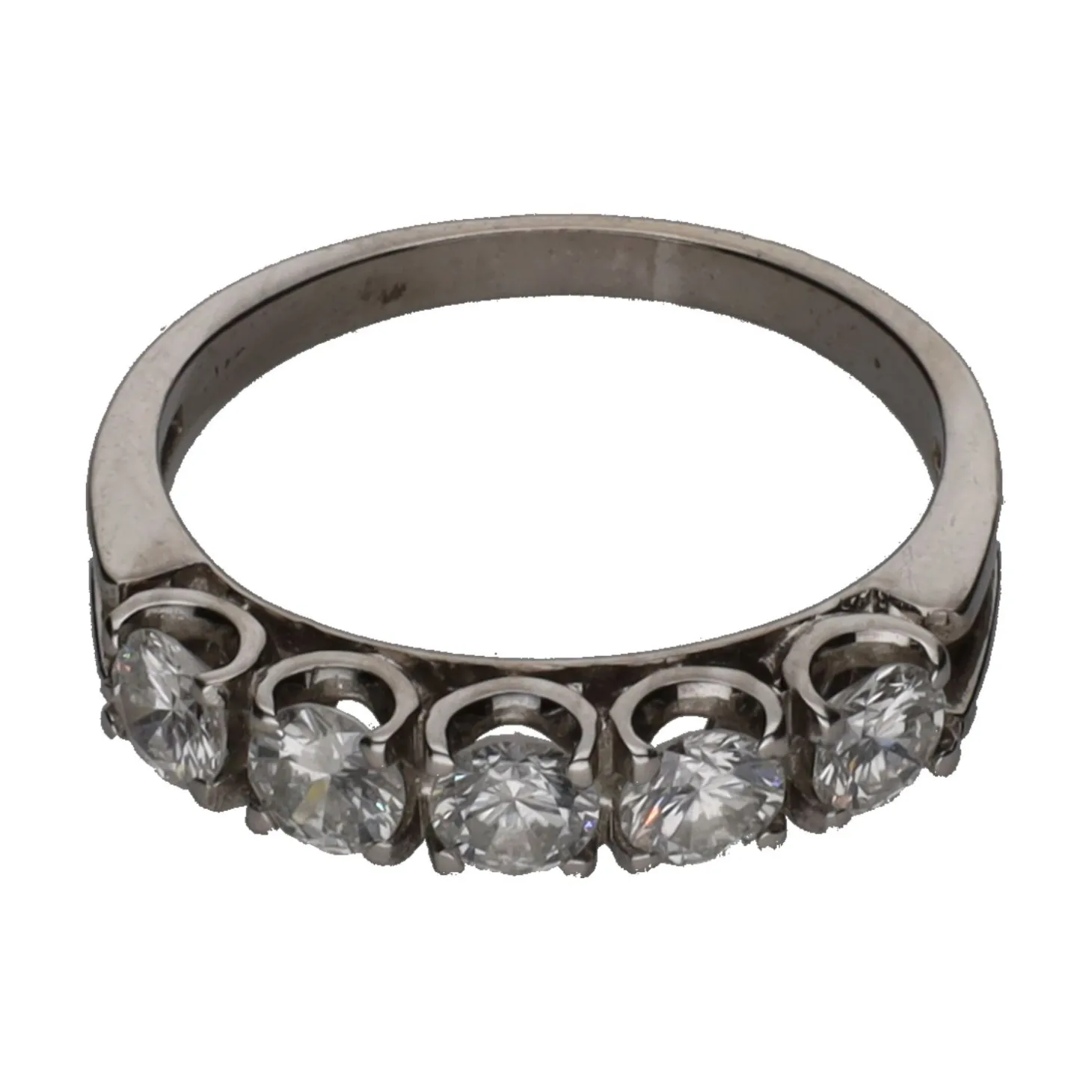ANILLOS / SORTIJAS Sortija cinquillo en oro blanco con brillantes. Talla 14.