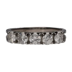 ANILLOS / SORTIJAS Sortija cinquillo en oro blanco con brillantes. Talla 14.