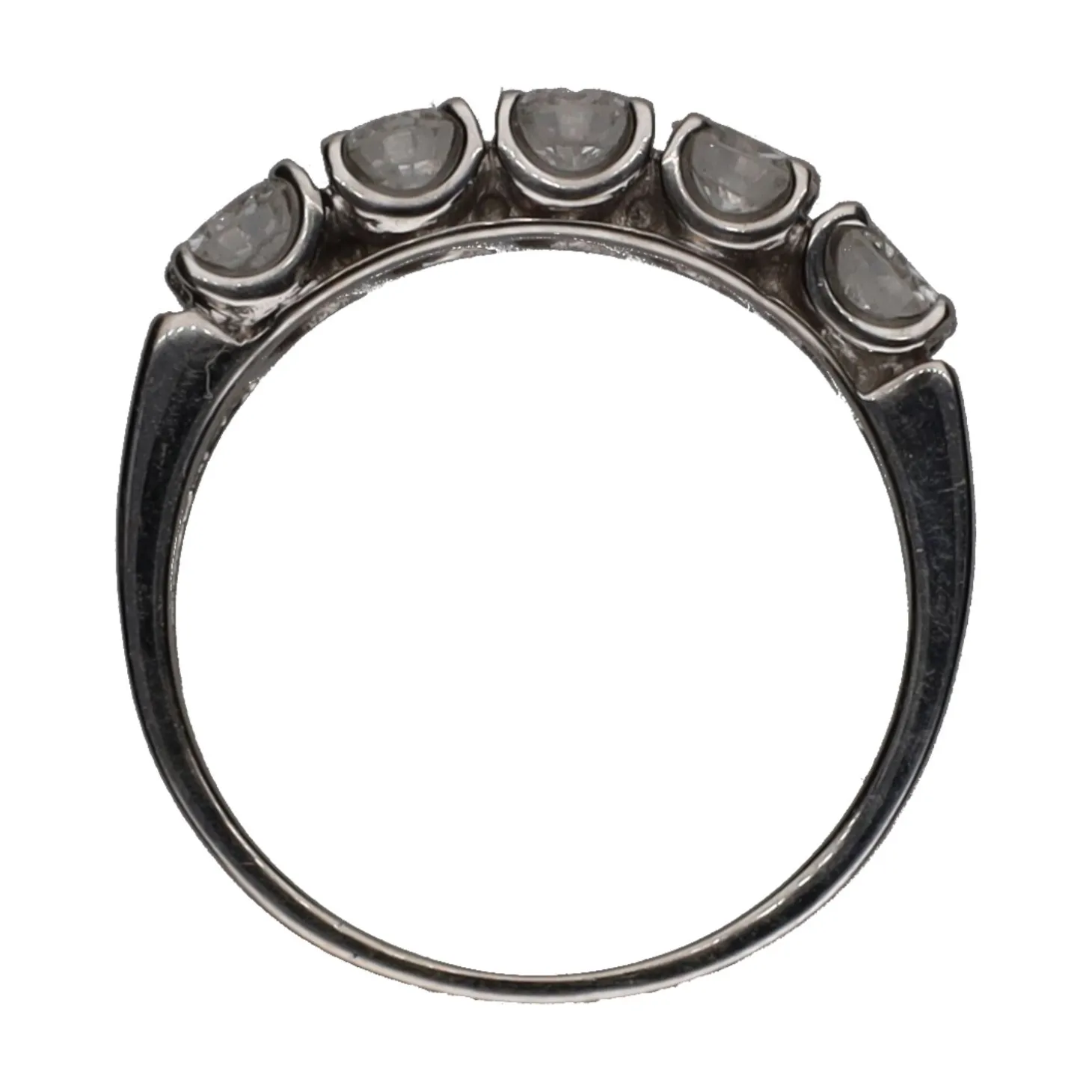 ANILLOS / SORTIJAS Sortija cinquillo en oro blanco con brillantes. Talla 14.