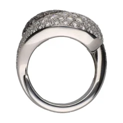 ANILLOS / SORTIJAS Sortija de cartier yin yang con brillantes blancos y negros. Talla 53.