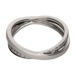 ANILLOS / SORTIJAS Sortija doble alianza en oro blanco con brillantes. Talla 14.