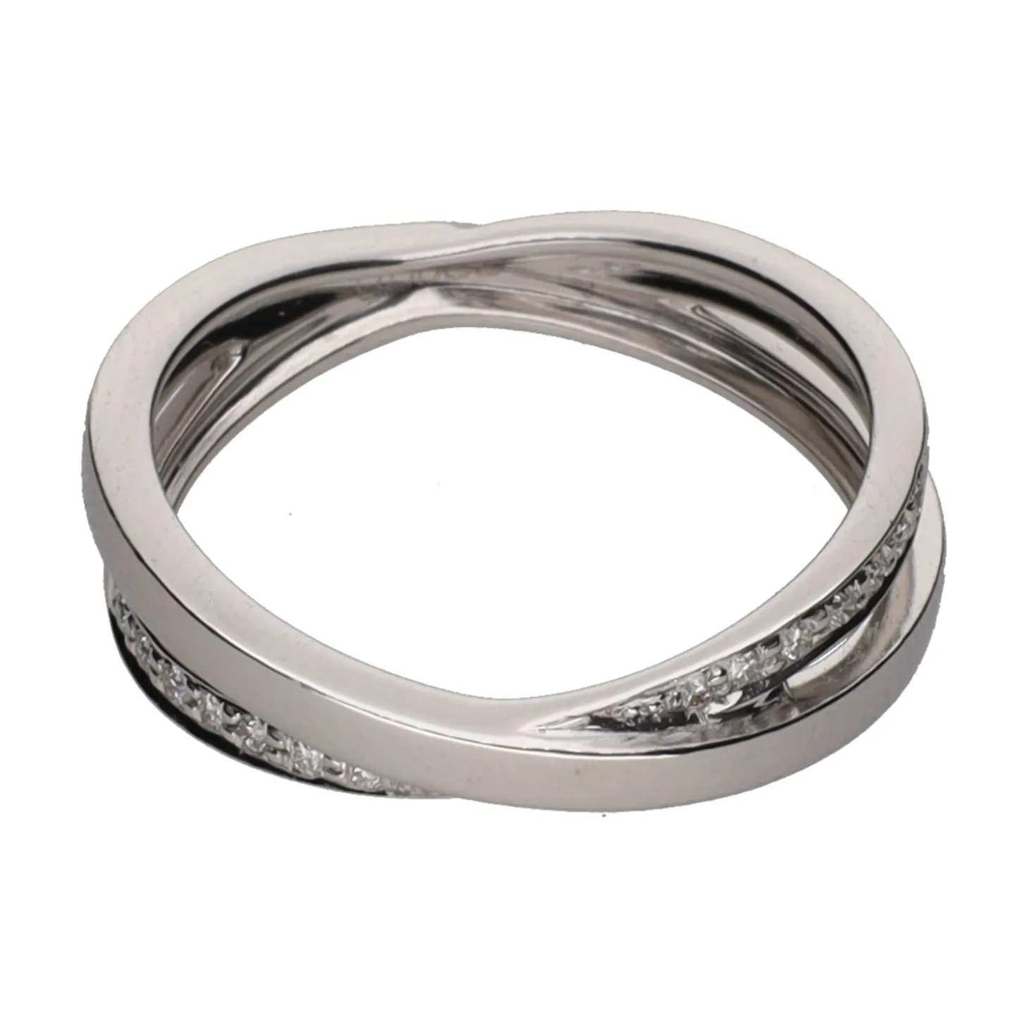 ANILLOS / SORTIJAS Sortija doble alianza en oro blanco con brillantes. Talla 14.