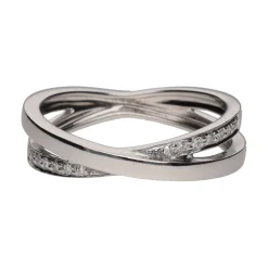 ANILLOS / SORTIJAS Sortija doble alianza en oro blanco con brillantes. Talla 14.