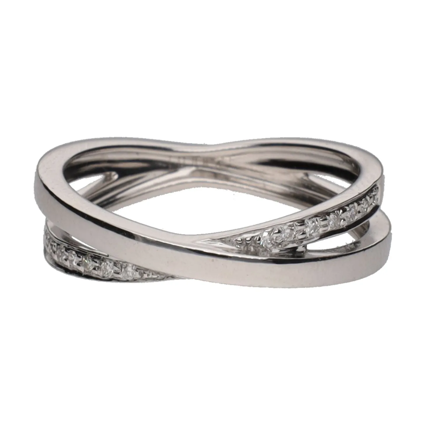ANILLOS / SORTIJAS Sortija doble alianza en oro blanco con brillantes. Talla 14.