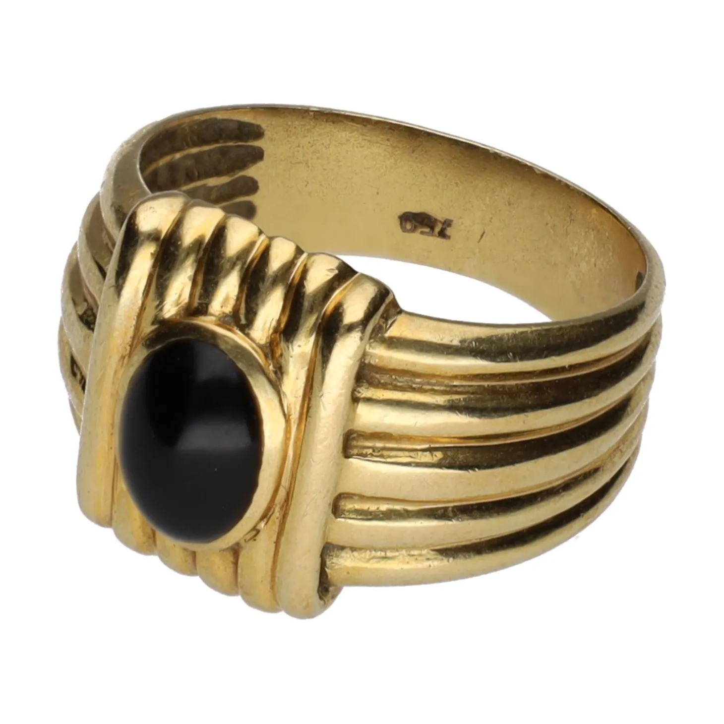 ANILLOS / SORTIJAS Sortija en oro amarillo y onix. Talla 17.