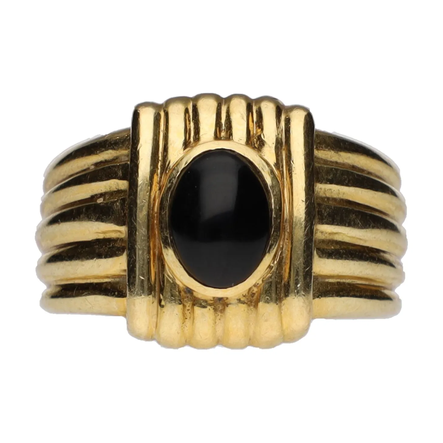 ANILLOS / SORTIJAS Sortija en oro amarillo y onix. Talla 17.