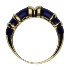 ANILLOS / SORTIJAS Sortija en oro amarillo con esmalte azul. Talla 13.