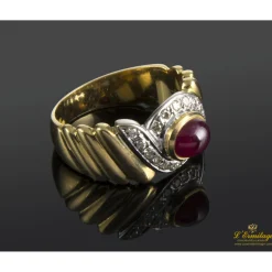 ANILLOS / SORTIJAS Sortija en oro amarillo y oro blanco con un rubí y brillantes