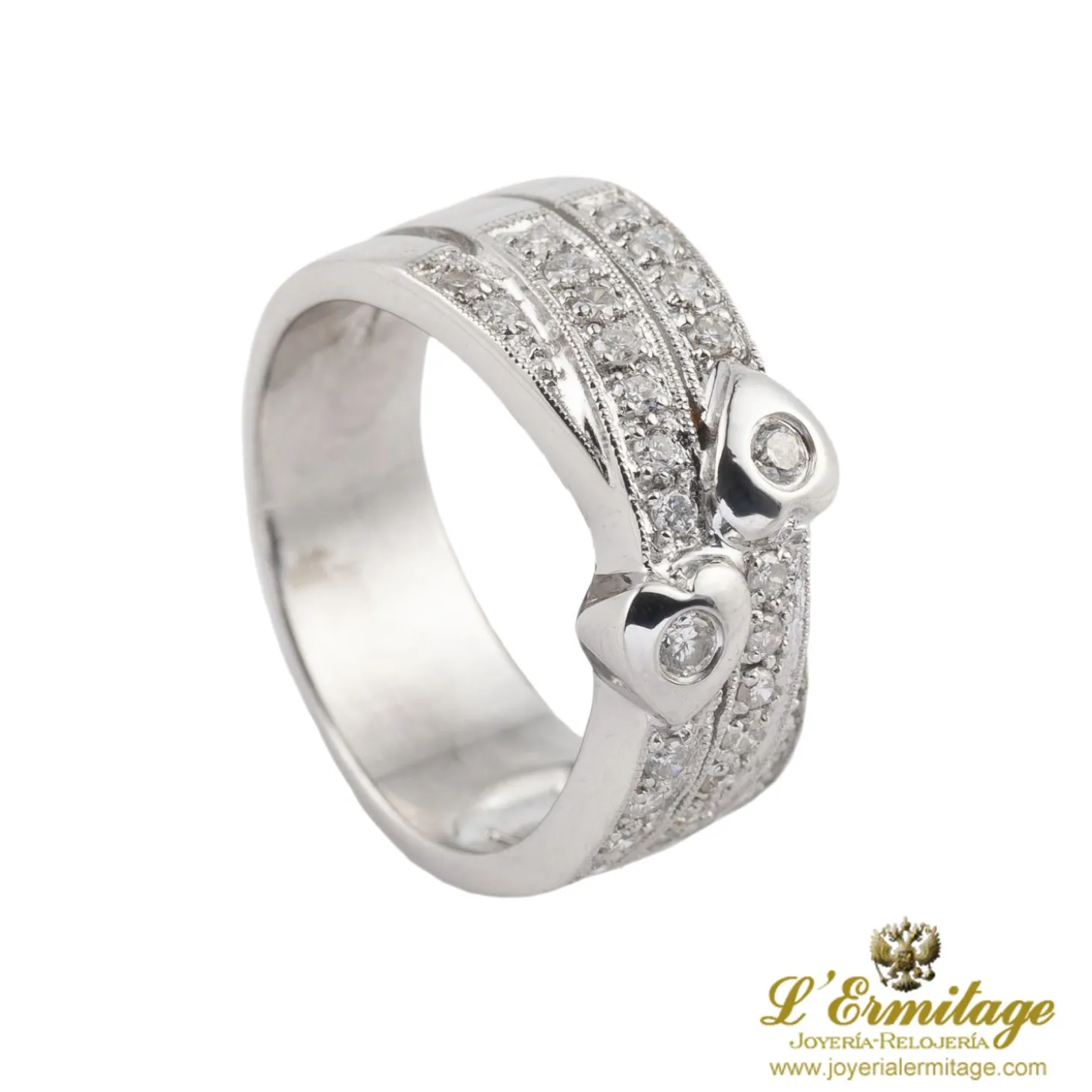 ANILLOS / SORTIJAS Sortija en oro blanco con brillantes. Talla 15.