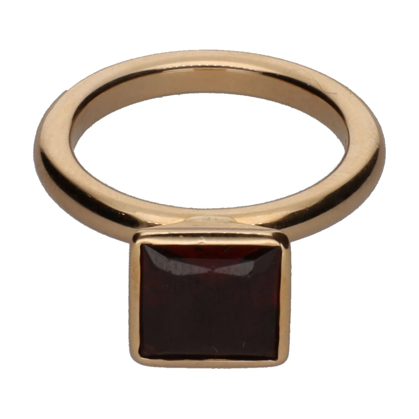 ANILLOS / SORTIJAS Sortija en oro rosa con un granate. Talla 17.