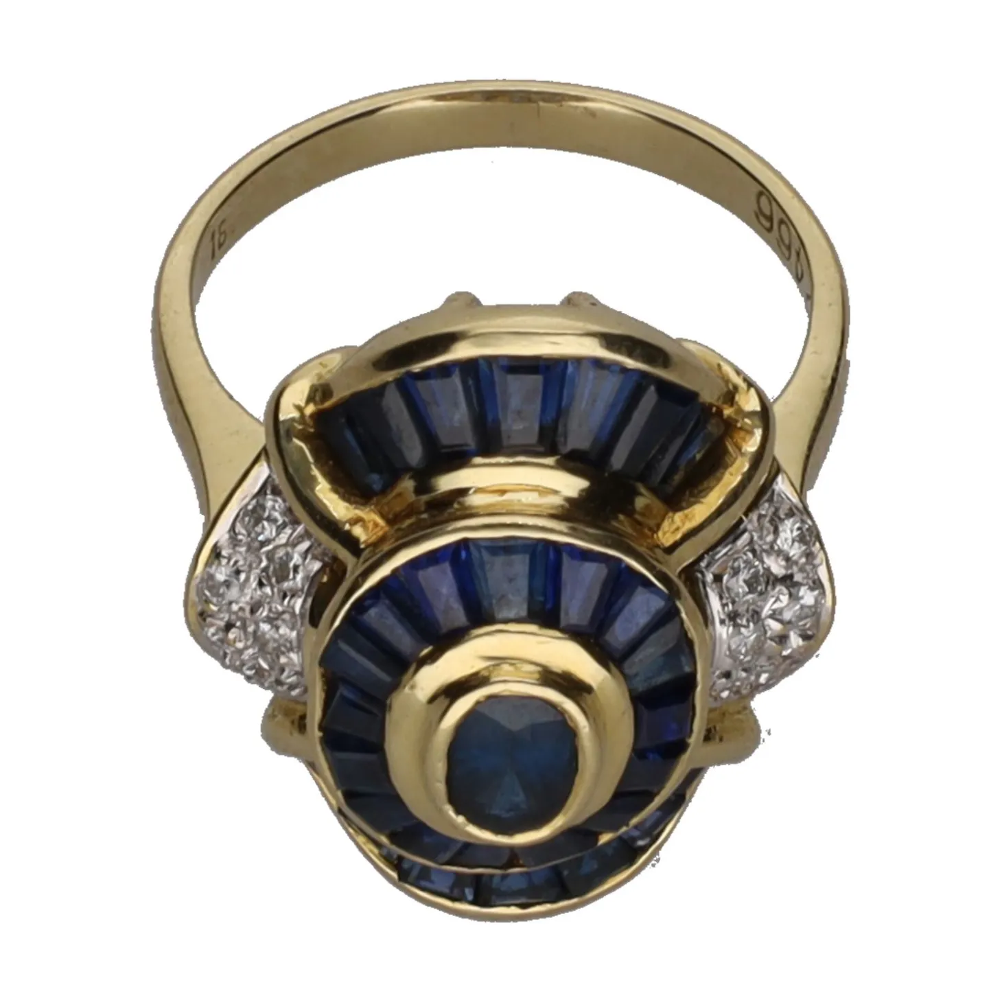 ANILLOS / SORTIJAS Sortija en oro amarillo con zafiros y brillantes.