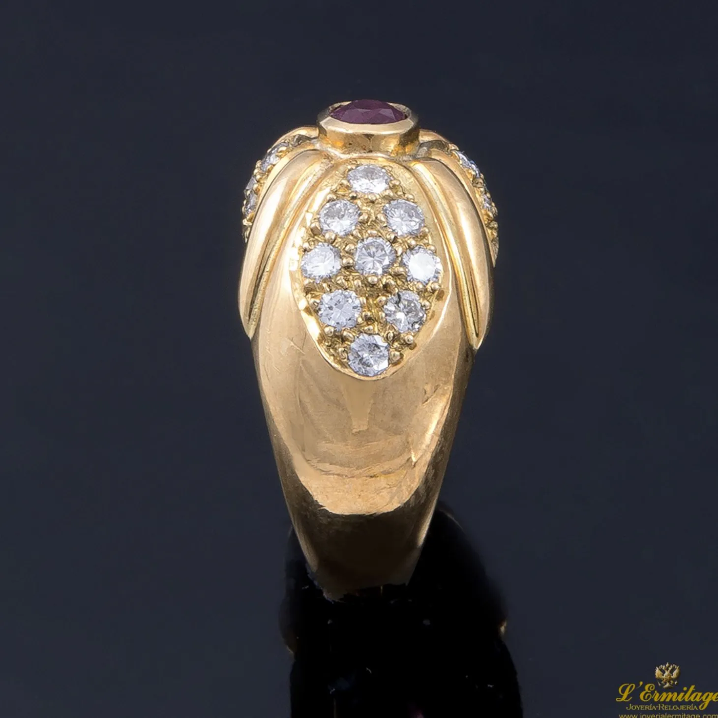 ANILLOS / SORTIJAS Sortija en oro amarillo con rubí y brillantes