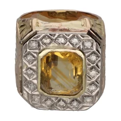ANILLOS / SORTIJAS Sortija en oro amarillo y oro blanco con citrino y diamantes.