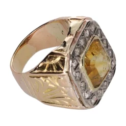 ANILLOS / SORTIJAS Sortija en oro amarillo y oro blanco con citrino y diamantes.