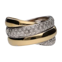 ANILLOS / SORTIJAS Sortija en oro blanco y oro amarillo con brillantes. Talla 13.
