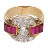 ANILLOS / SORTIJAS Sortija en oro amarillo con rubíes y diamantes. Talla 17.