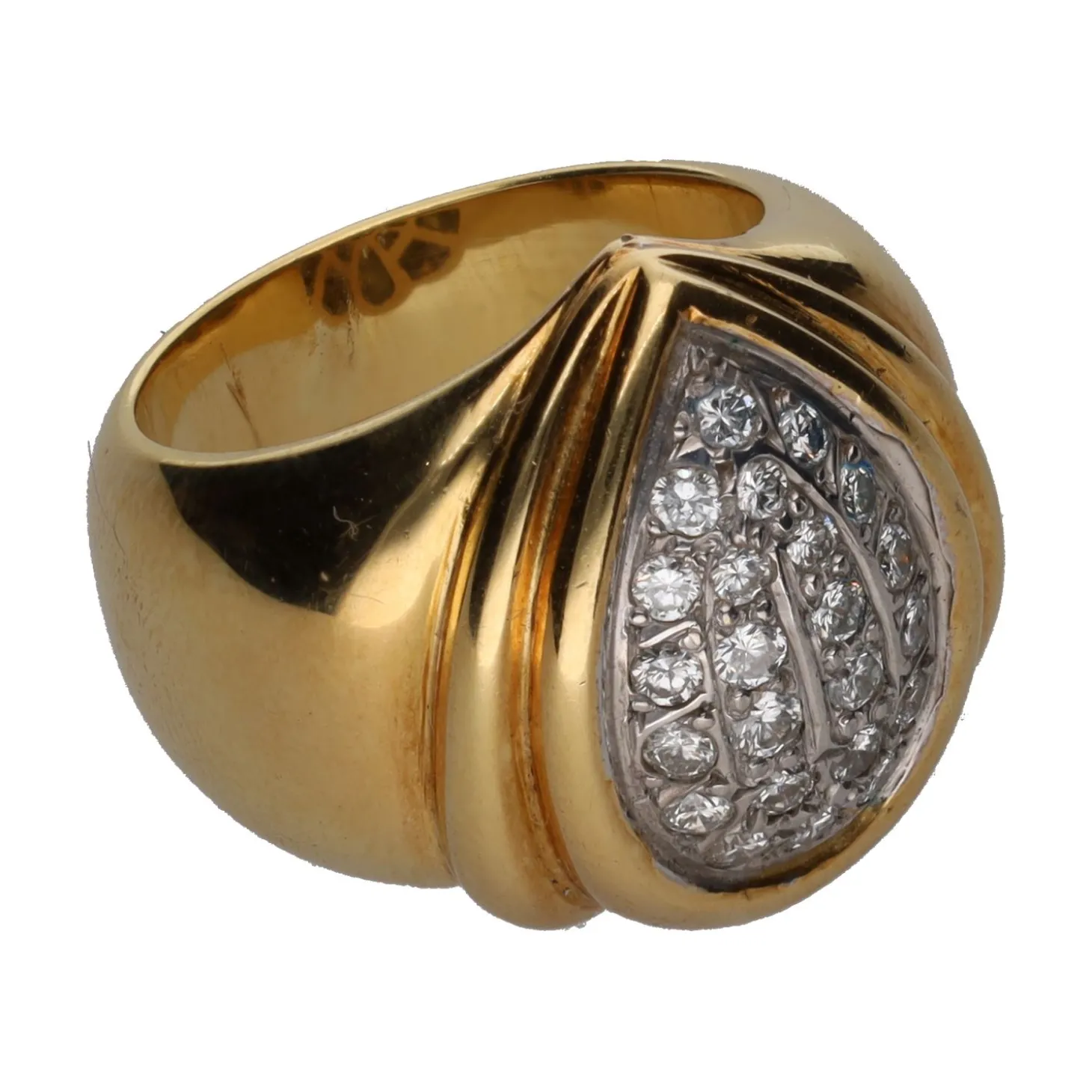 ANILLOS / SORTIJAS Sortija en oro amarillo con cuajado de brillantes. Talla 9.