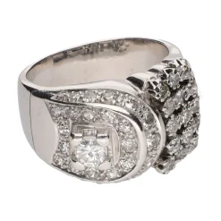 ANILLOS / SORTIJAS Sortija en oro blanco con brillantes. Talla 16.