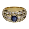 ANILLOS / SORTIJAS Sortija en oro amarillo con zafiro y diamantes naturales. Talla 15.