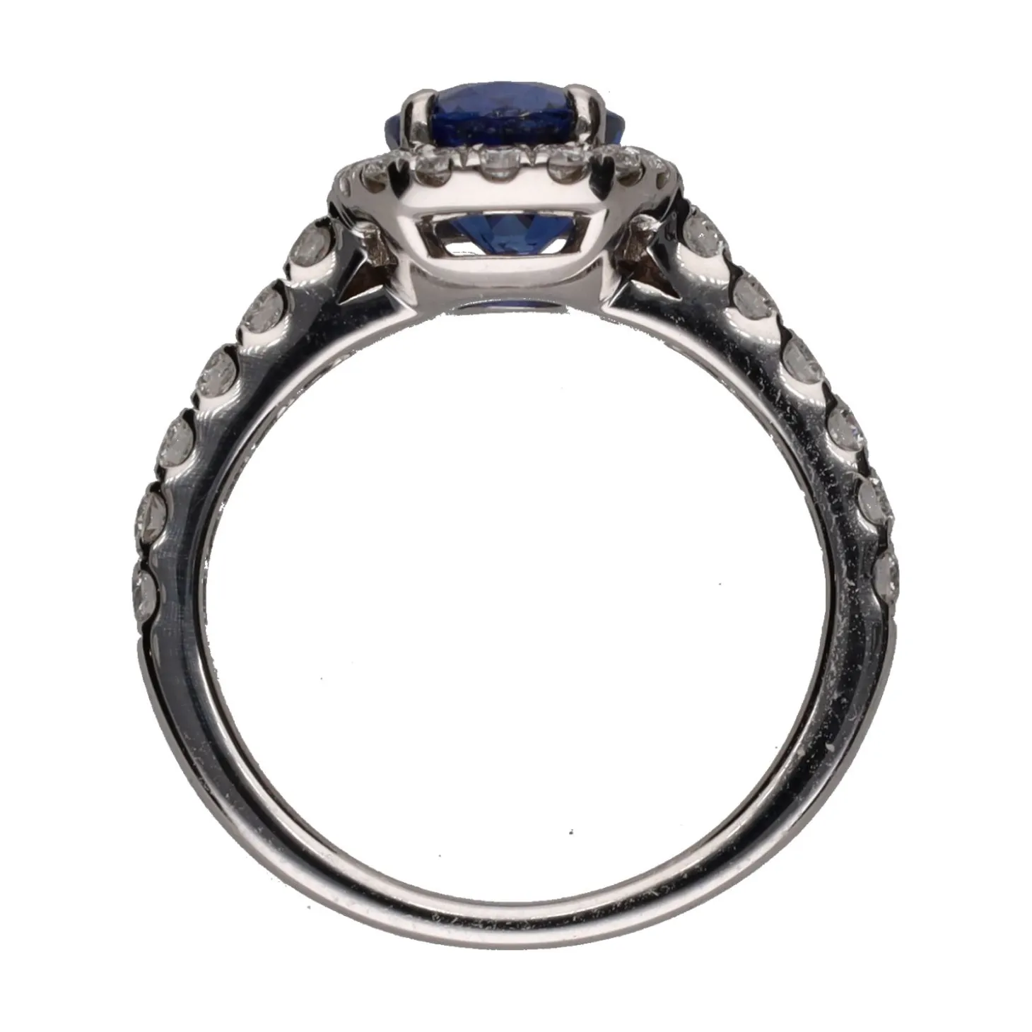ANILLOS / SORTIJAS Sortija firmada por suarez en oro blanco con zafiro y brillantes. Talla 9.