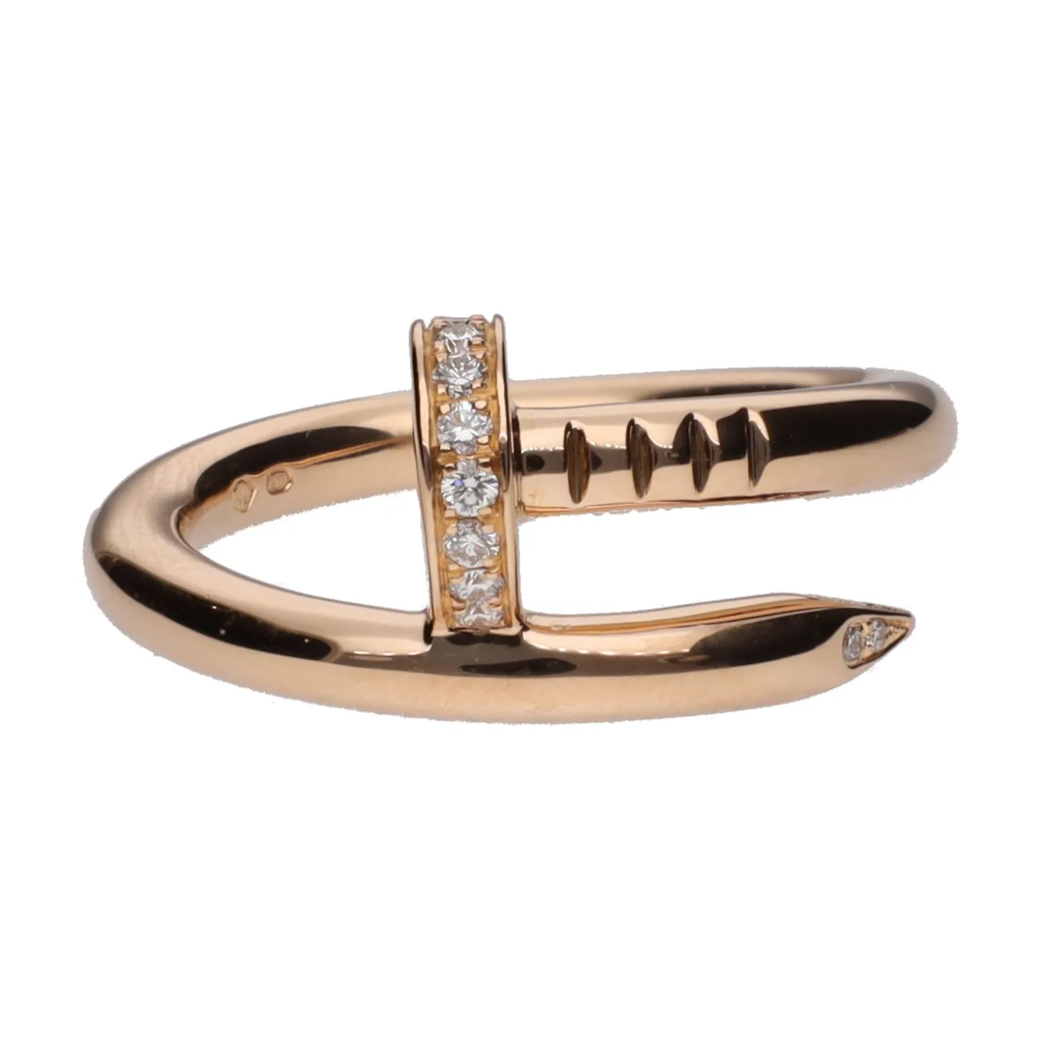 ANILLOS / SORTIJAS Sortija juste un clou de cartier en oro rosa con brillantes. Talla 51.