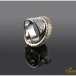 ANILLOS / SORTIJAS Sortija lazo oro amarillo blanco y diamantes. Talla nº 16
