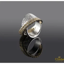 ANILLOS / SORTIJAS Sortija lazo oro amarillo blanco y diamantes. Talla nº 16