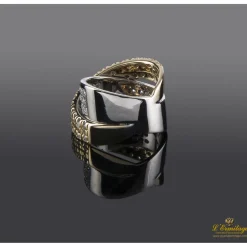 ANILLOS / SORTIJAS Sortija lazo oro amarillo blanco y diamantes. Talla nº 16