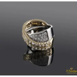 ANILLOS / SORTIJAS Sortija lazo oro amarillo blanco y diamantes. Talla nº 16