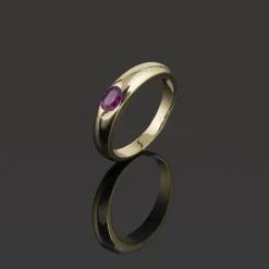 ANILLOS / SORTIJAS Sortija media caña oro amarillo y rubí