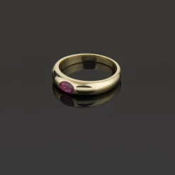 ANILLOS / SORTIJAS Sortija media caña oro amarillo y rubí