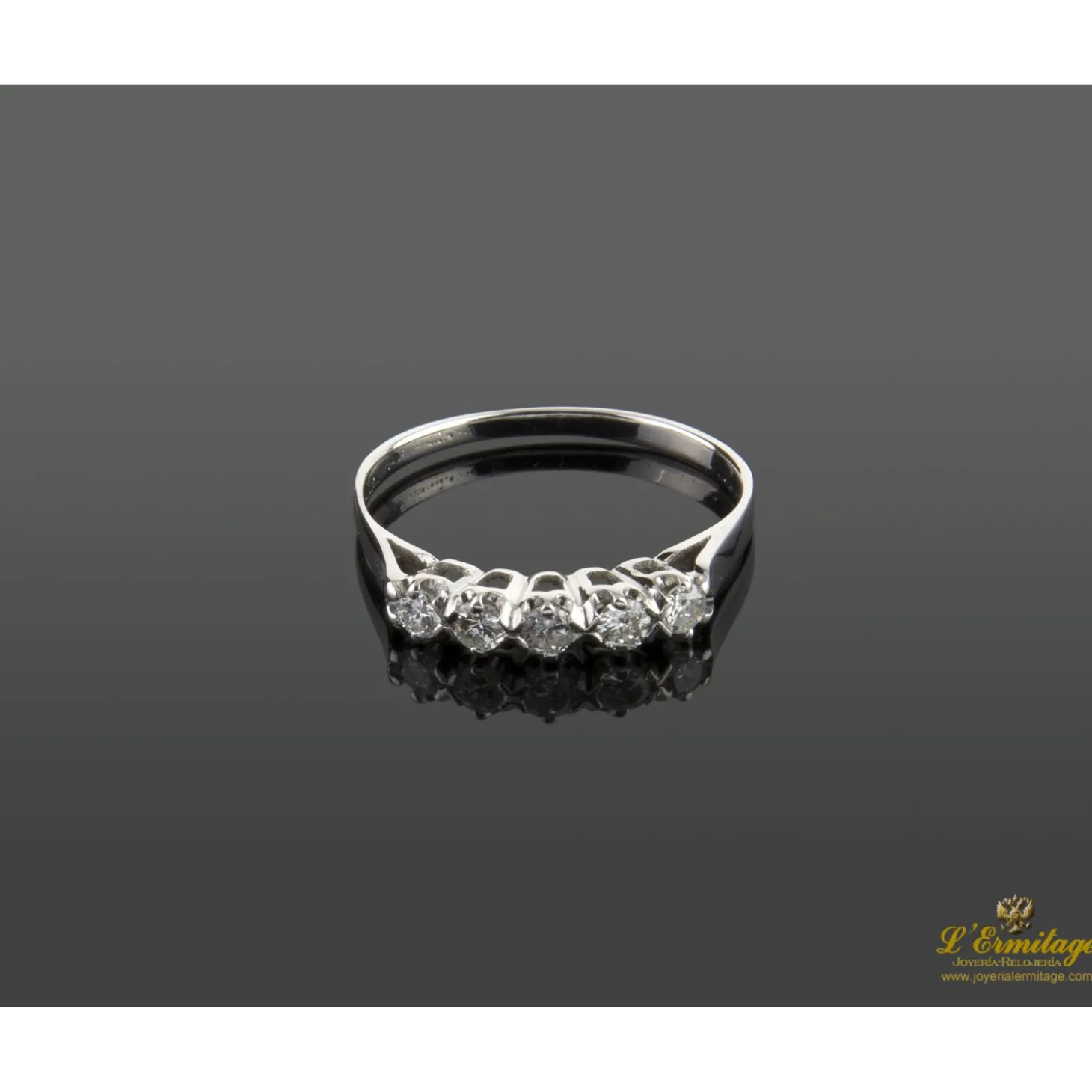 ANILLOS / SORTIJAS Sortija oro blanco y diamantes cinquillo