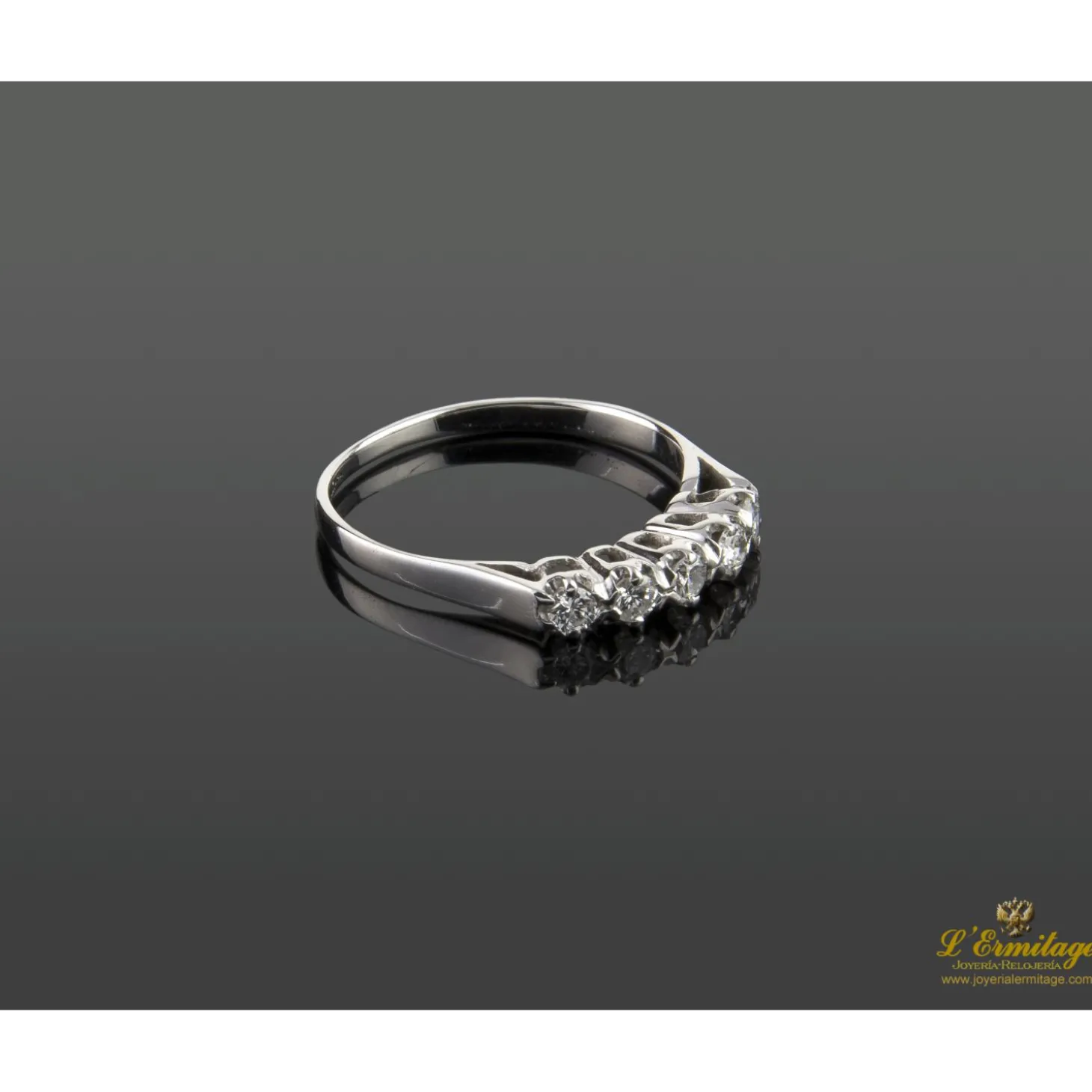ANILLOS / SORTIJAS Sortija oro blanco y diamantes cinquillo