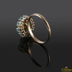 ANILLOS / SORTIJAS Sortija oro amarillo perla y turquesas.