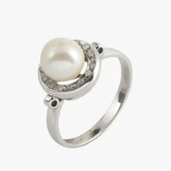 ANILLOS / SORTIJAS Sortija oro blanco con perla y diamantes.