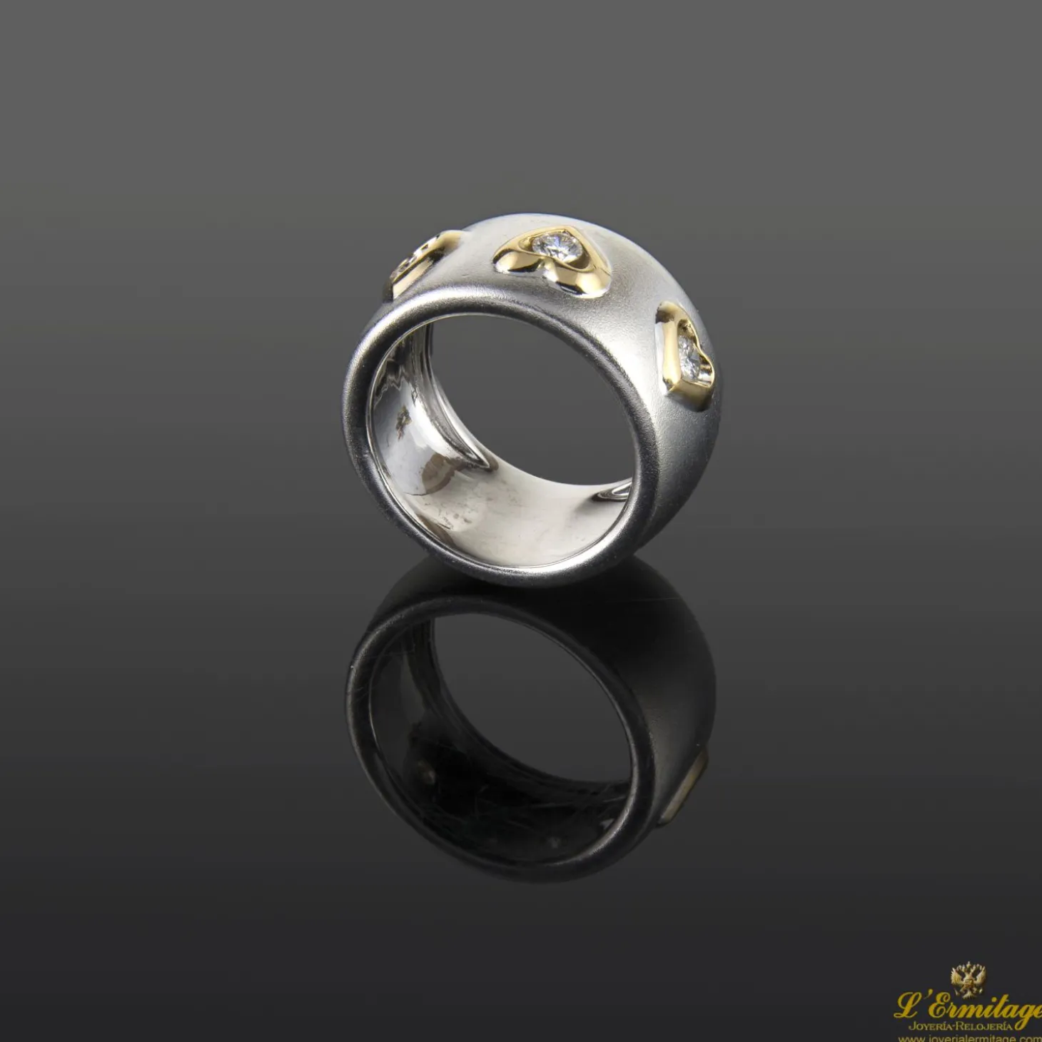 ANILLOS / SORTIJAS Sortija oro blanco satinado 3 diamantes naturales