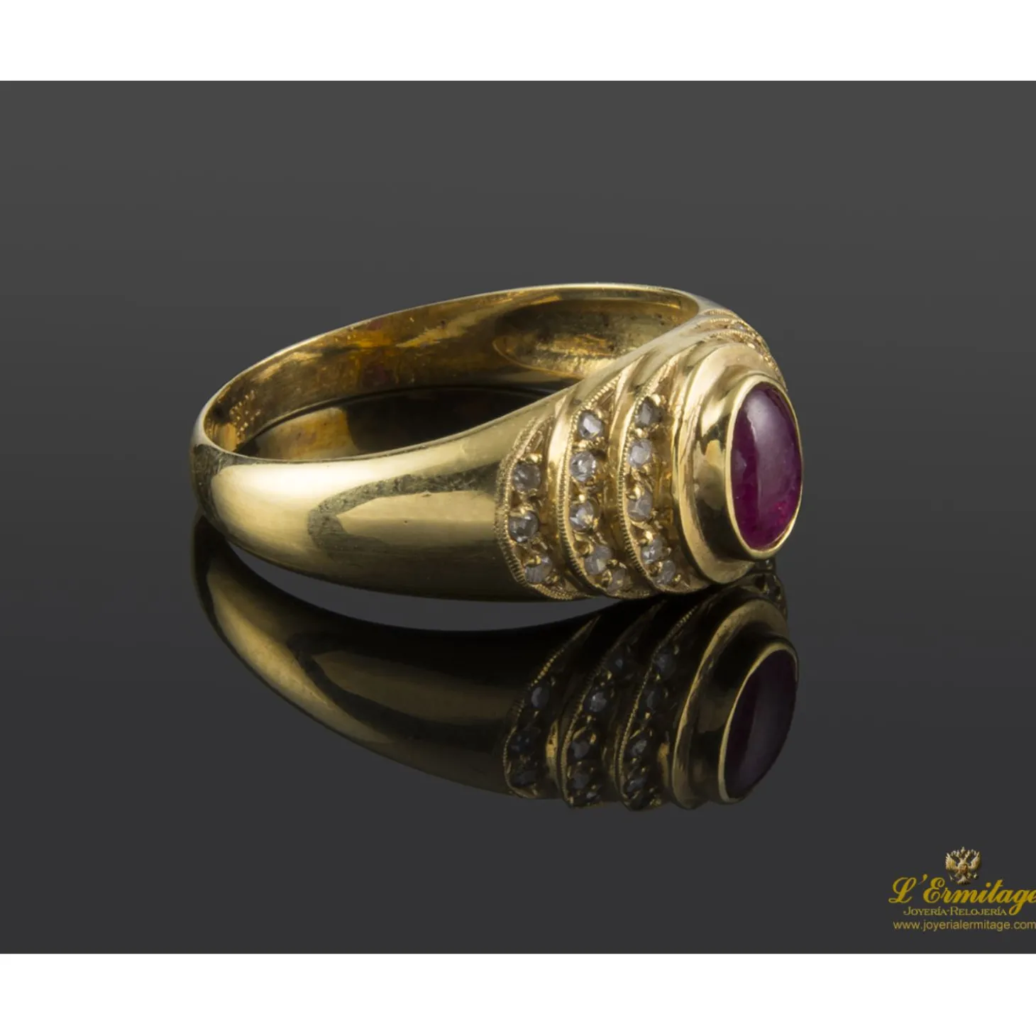 ANILLOS / SORTIJAS Sortija oro amarillo rubi y diamantes