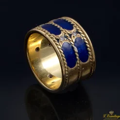 ANILLOS / SORTIJAS Sortija oro amarillo y esmalte brazo ancho