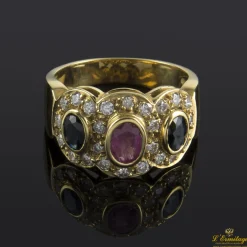 ANILLOS / SORTIJAS Sortija oro amarillo diamantes rubí y zafiros