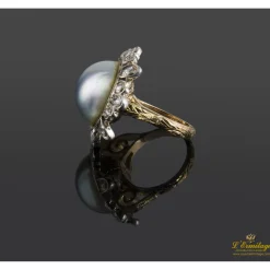 ANILLOS / SORTIJAS Sortija oro amarillo media perla y diamantes