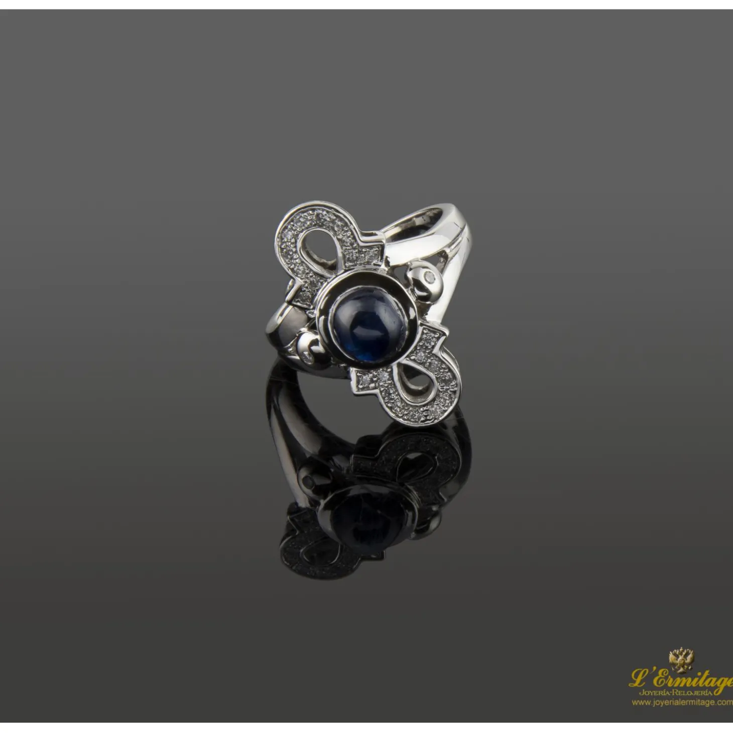 ANILLOS / SORTIJAS Sortija oro blanco zafiro y diamantes