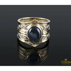 ANILLOS / SORTIJAS Sortija oro amarillo zafiro cabuchón y diamantes