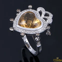 ANILLOS / SORTIJAS Sortija oro blanco citrino corazón y diamantes
